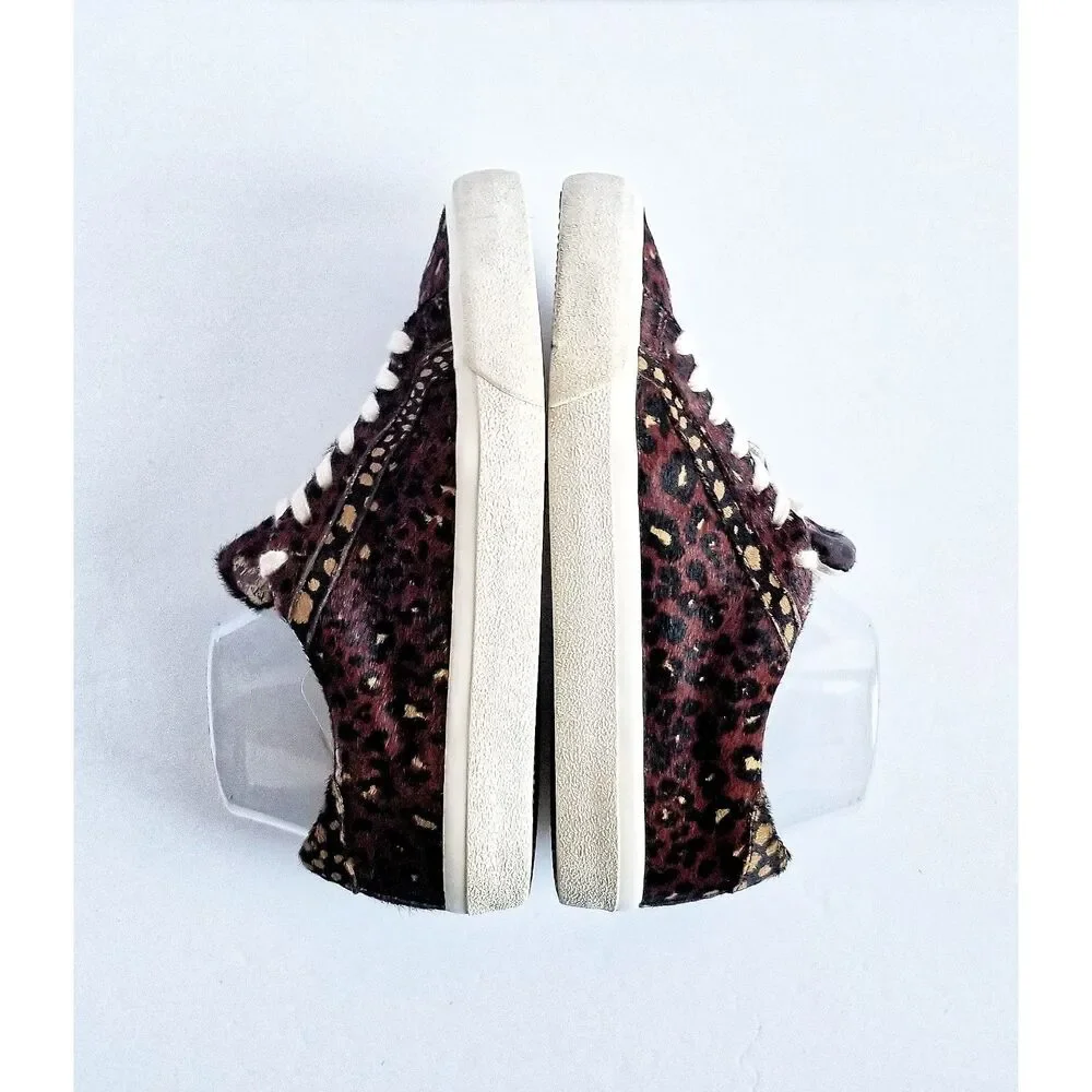MADEWELL Sidewalk Low Top Sneakers Painted Leopard Calf Hair Sz 7.5 Brown - Picture 12 of 13